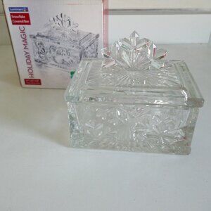 Luminarc holiday snowflake covered glass box jewelry box trinket box candy box